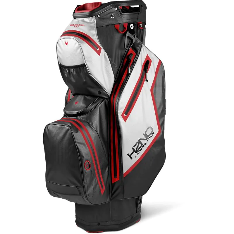Sun Mountain 2022 H2NO Staff Waterproof Cart Bag - Black/White/Red 3 Sun Mountain 2022 H2NO Staff Waterproof Cart Bag - Black/White/Red