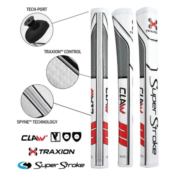 Superstroke Traxion Claw 2.0 Putter Grip - White/Red/Grey 3 Superstroke Traxion Claw 2.0 Putter Grip - White/Red/Grey