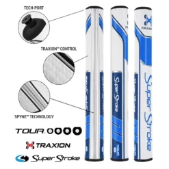 Super Stroke Traxion Tour 3.0 Putter Grip - White/Light Blue/Dark Blue