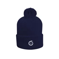 Sunderland Of Scotland Embroidered Thermal Lined Merino Golf Bobble Hat - Navy
