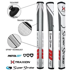 Super Stroke Traxion Pistol GT 1.0 Putter Grip - White/Red/Grey