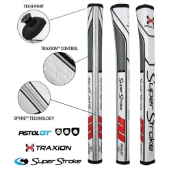 Super Stroke Traxion Pistol GT Tour Putter Grip - White/Red/Grey